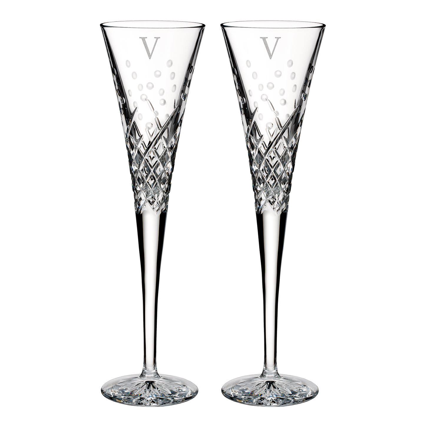 Waterford Wishes Happy Celebrations Block Letter Toasting Flute, Set of 2