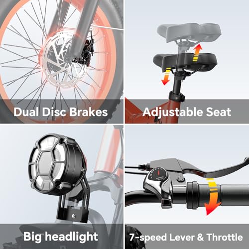 1500W Folding Electric Bike for Adults Full Suspension,52v 20AH Electric Dirt Bike with 20"x 4.0 Fat Tire, Max 30+MPH & 70 Miles Electric Bicycle, Ebike for Snow, Mountains, Road UL Certified