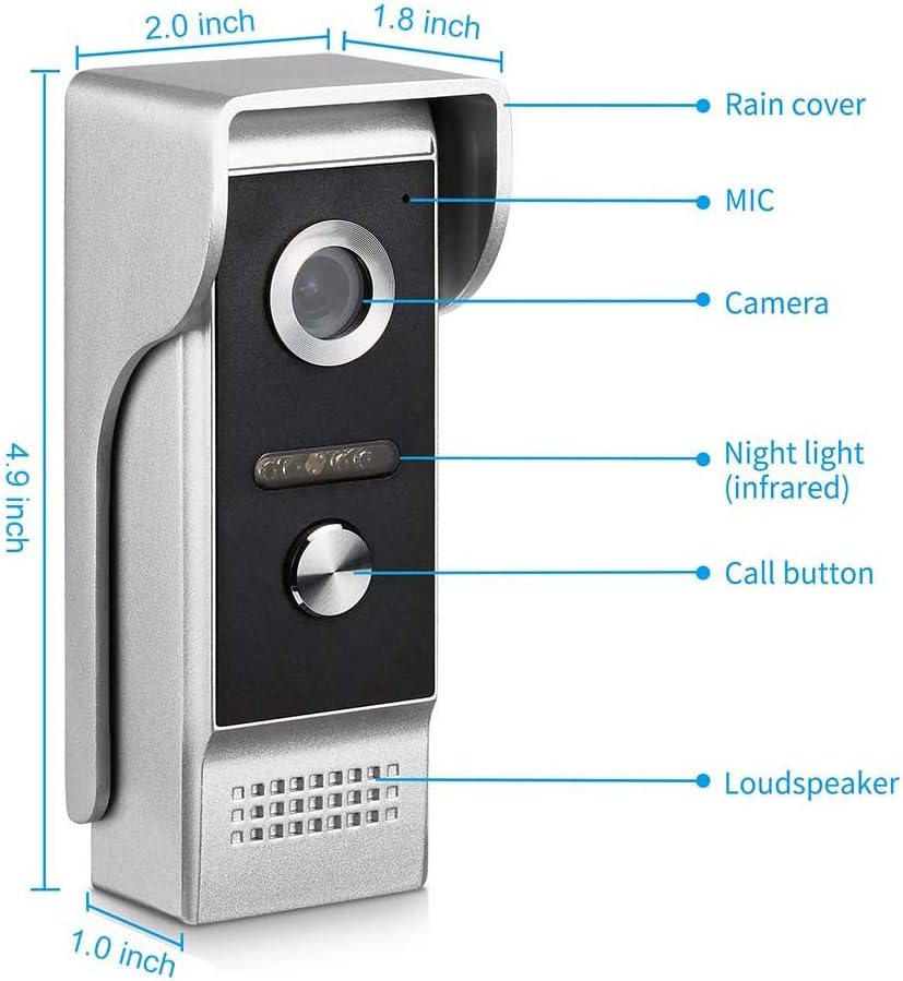 AMOCAM Video Intercom System, 7 Inches Monitor Wired Video Door Phone Doorbell Kits, IR Night Vision Camera Door Intercom, Support Unlock, Monitoring, Dual-Way Intercom for Home Video Surveillance