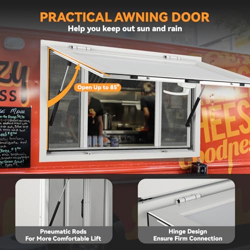 Concession Window 36"W x 36"H, Aluminum Alloy Food Truck Window, Concession Stand Window, Concession Awning Door Up to 85° Serving Window for Food Truck