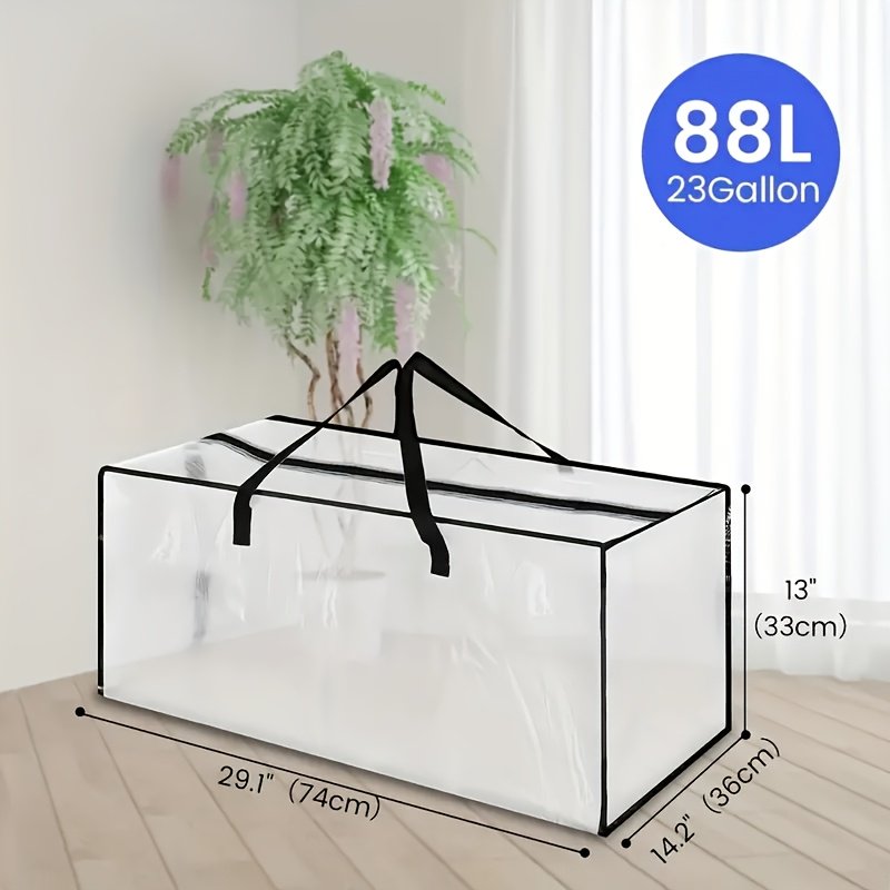 4/8pcs Clear Plastic Storage Bags, Rectangle Contemporary Multipurpose Storage Bags with Zipper Closure for Clothes, Quilts, Blankets, Travel, Camping, Garden Tools, Under-Bed Storage