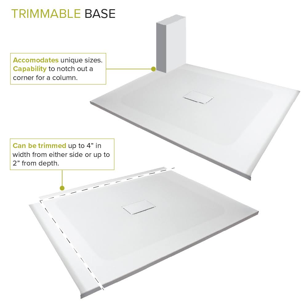 Transolid FZS6032C-32 60-in L x 31.5-in Shower Base with Zero Threshold and Center Drain in Cameo in Cameo