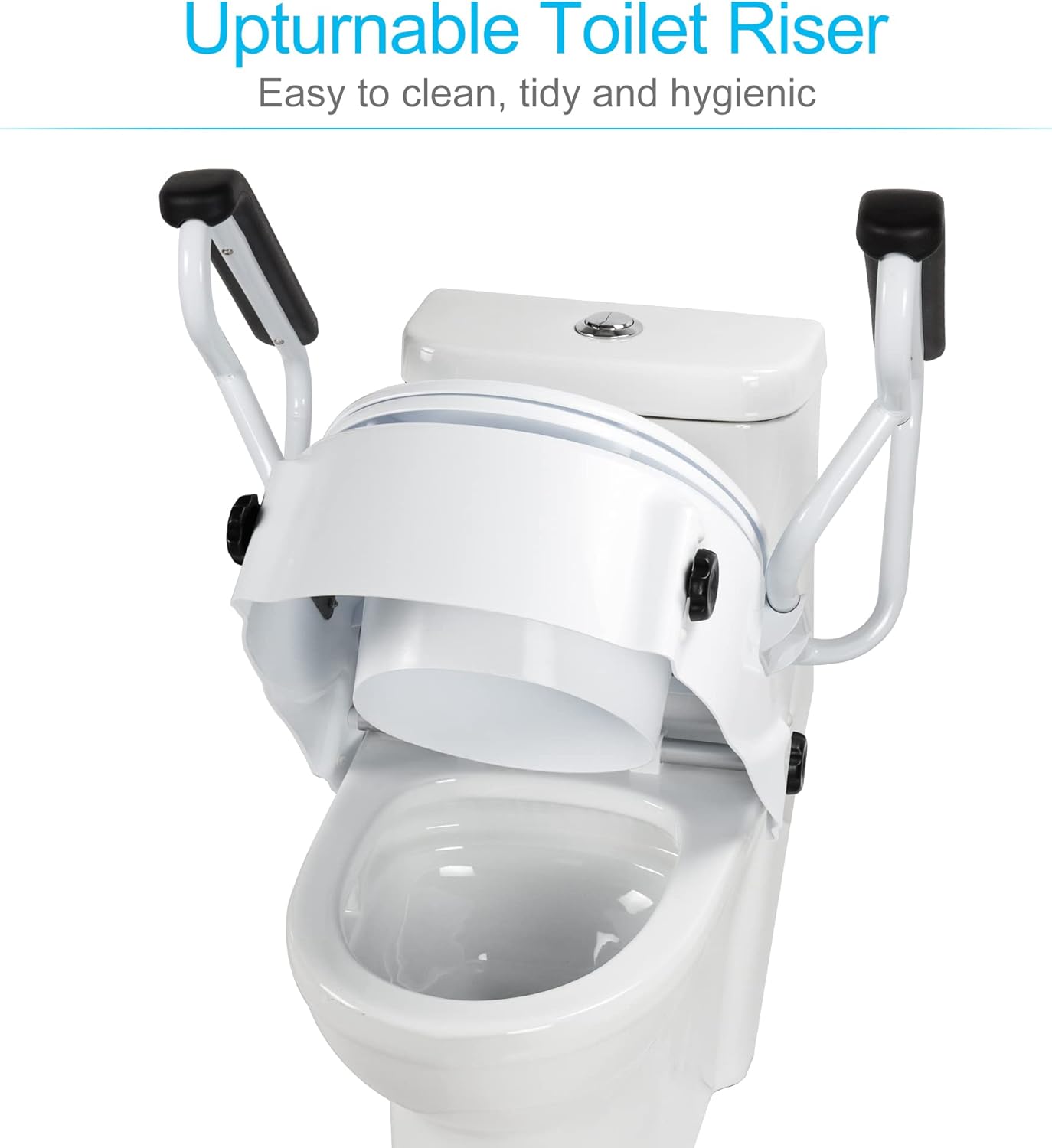 REAQER Raised Toilet Seat with Removable Handles, 5.9" Elevated Toilet Seat Riser Medical Supplies & Equipment for Handicap, Elderly, Hip Replacement After Surgery Height Adjustable