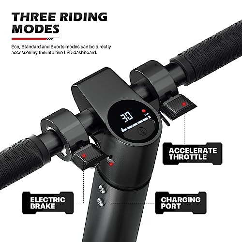 MoNiBloom E-Scooter Electric Kick Scooter w/LED Display and Bluetooth APP, Portable Folding Commuting Scooter for Adults & Teens