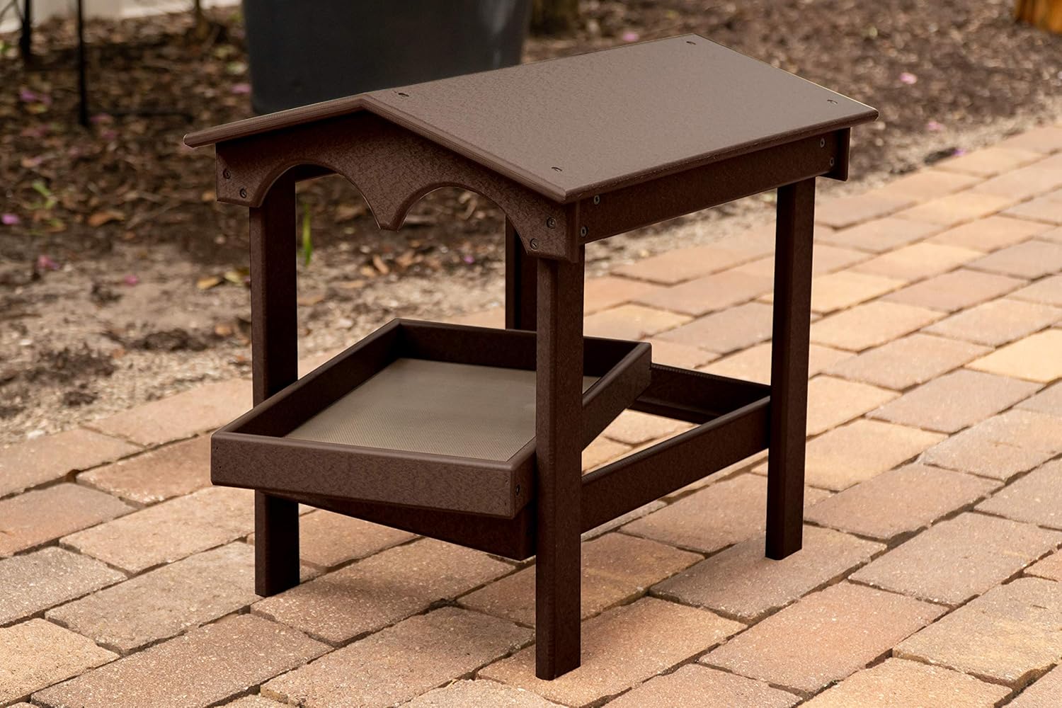DutchCrafters Large Covered Ground Feeder with Removable Tray for Birds and Wildlife, Made from Plastic Poly - Amish Made in America (Turf Green)