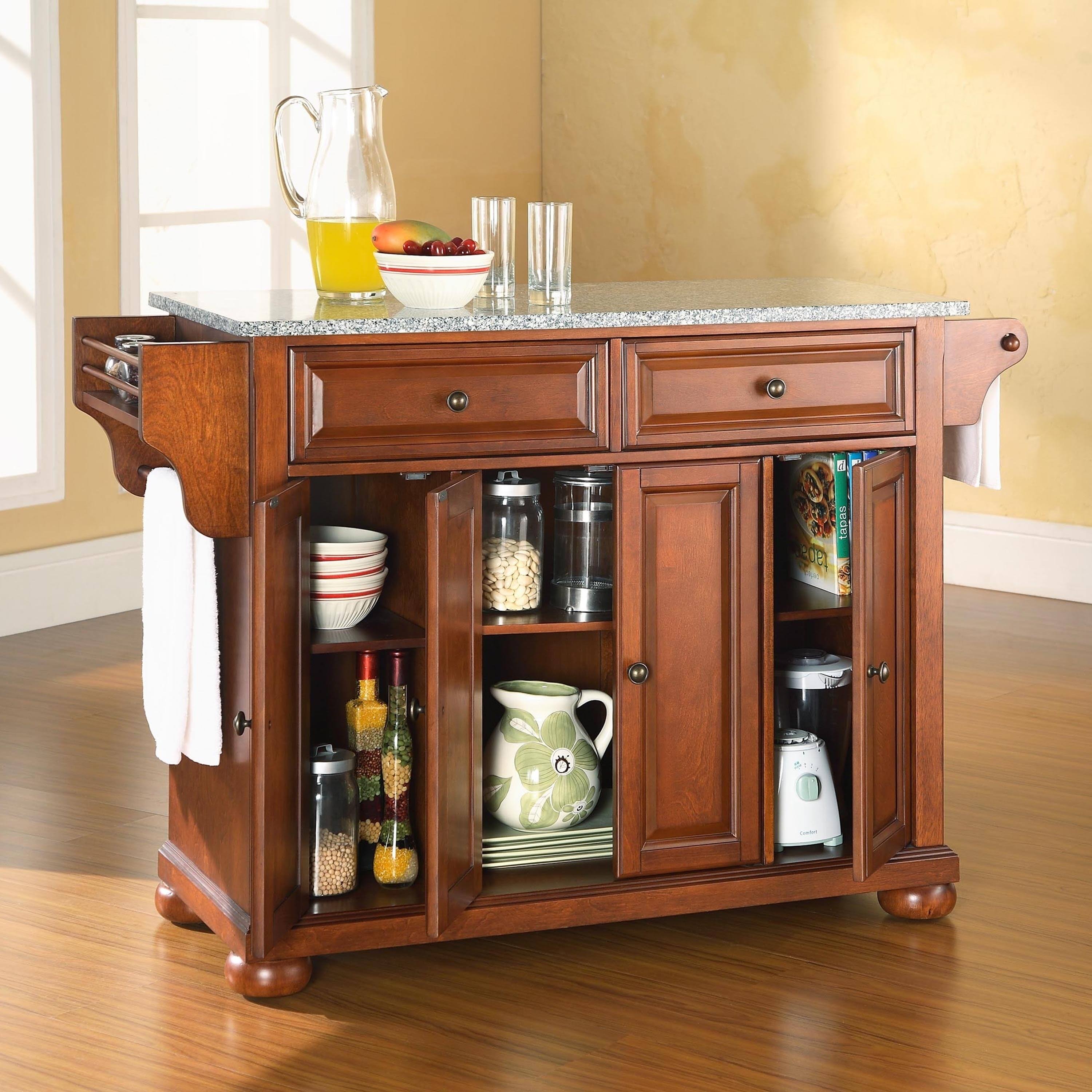 Crosley Furniture Alexandria Solid Granite Top Kitchen Island - Cherry