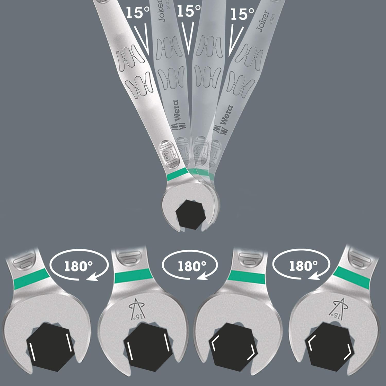 Wera 05020231001 6003 Joker 11 Set 1 Combination Wrench Set, 11 Pieces