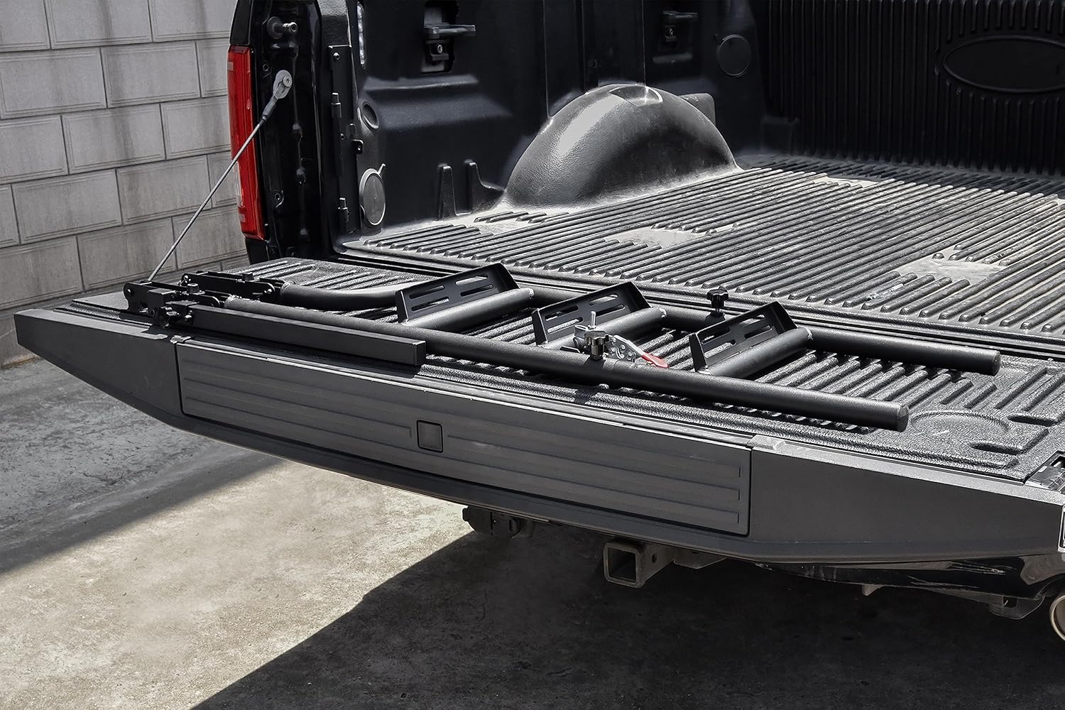45" Foldable Pickup Truck Tailgate Ladder with Grab Handle, 360° Rotatable Heavy Duty Universal Folding Tailgate Step Ladder with Handrail for Pickup Truck (F250, RAM 2500 etc.) Accessories