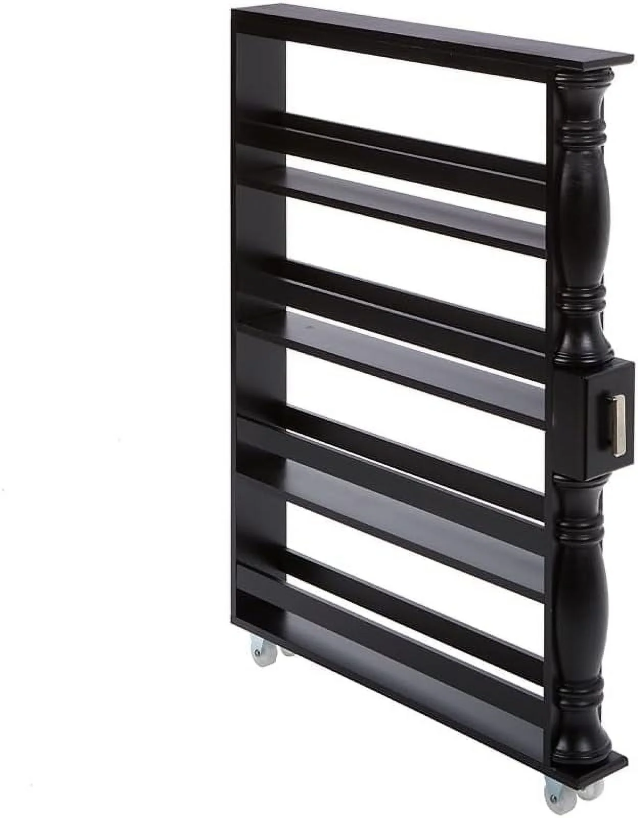 ZWBDJYC Slim 4 Tier Walnut Wooden  Rack Cart on Wheels for Small Spaces  Kitchen  Bathroom Laundry Room Organization - Curated Treasures Market