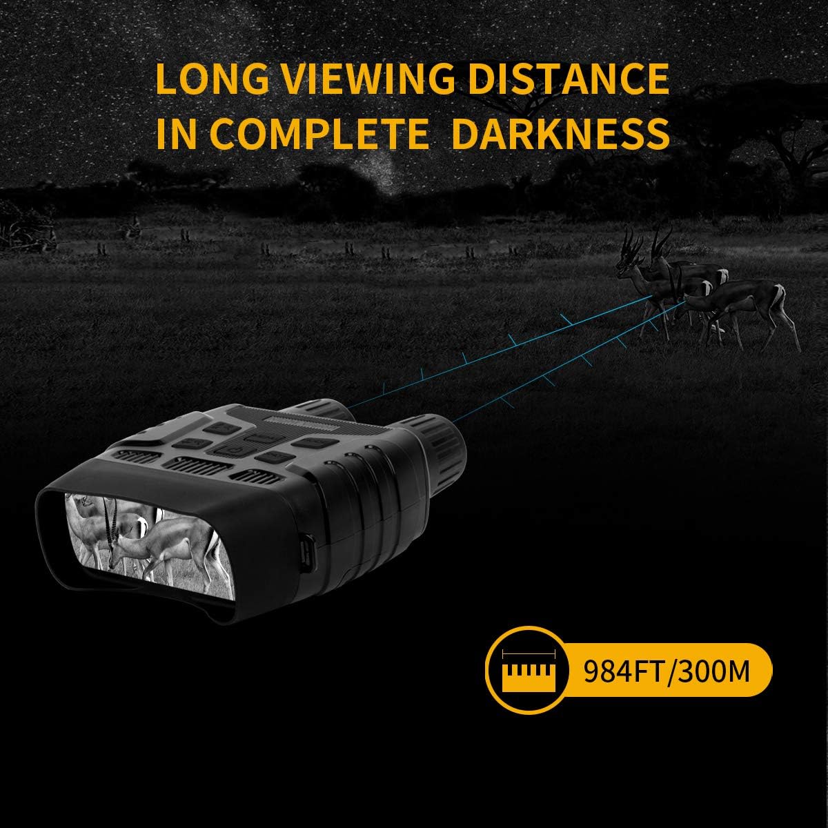 Night Vision Goggles, Night Vision Binoculars for Camping and Hunting, Digital Infrared can Take HD Image & 960p Video from 984ft Total Darkness, with 32G Memory Card and 6 AA Alkaline Batteries