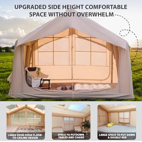 Inflatable Tent for Camping - 6-8 Person Ultra-Quick Setup Blow Up Tent,80.73 Square Feets 4 Season Inflatable Tent with Stove Jack, Inflatable Camping Tent Portable for Outdoor, Waterproof