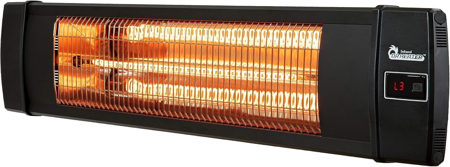 Dr Infrared Heater DR-238 Carbon Infrared Outdoor Heater for Patio, Backyard, Garage, and Decks, Standard, Black
