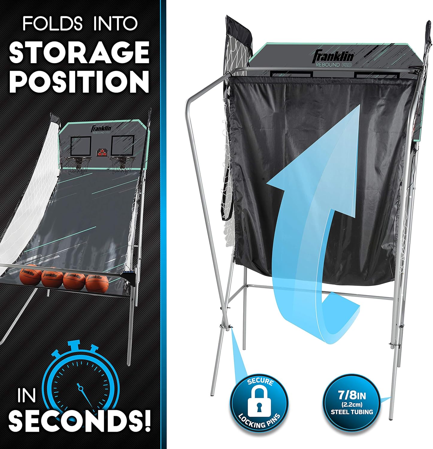 Franklin Sports Arcade Basketball Game - Dual Shot - Indoor Mini Basketball Hoop Shootout Game - (4) Mini Basketballs Included - Electronic Basketball Game