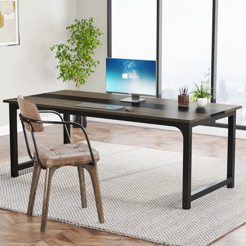 Tribesigns Modern Computer Desk, 63 x 31.5 inch Large Executive Office Desk Computer Table Study Writing Desk Workstation for Home Office, Spliced Desktop, White