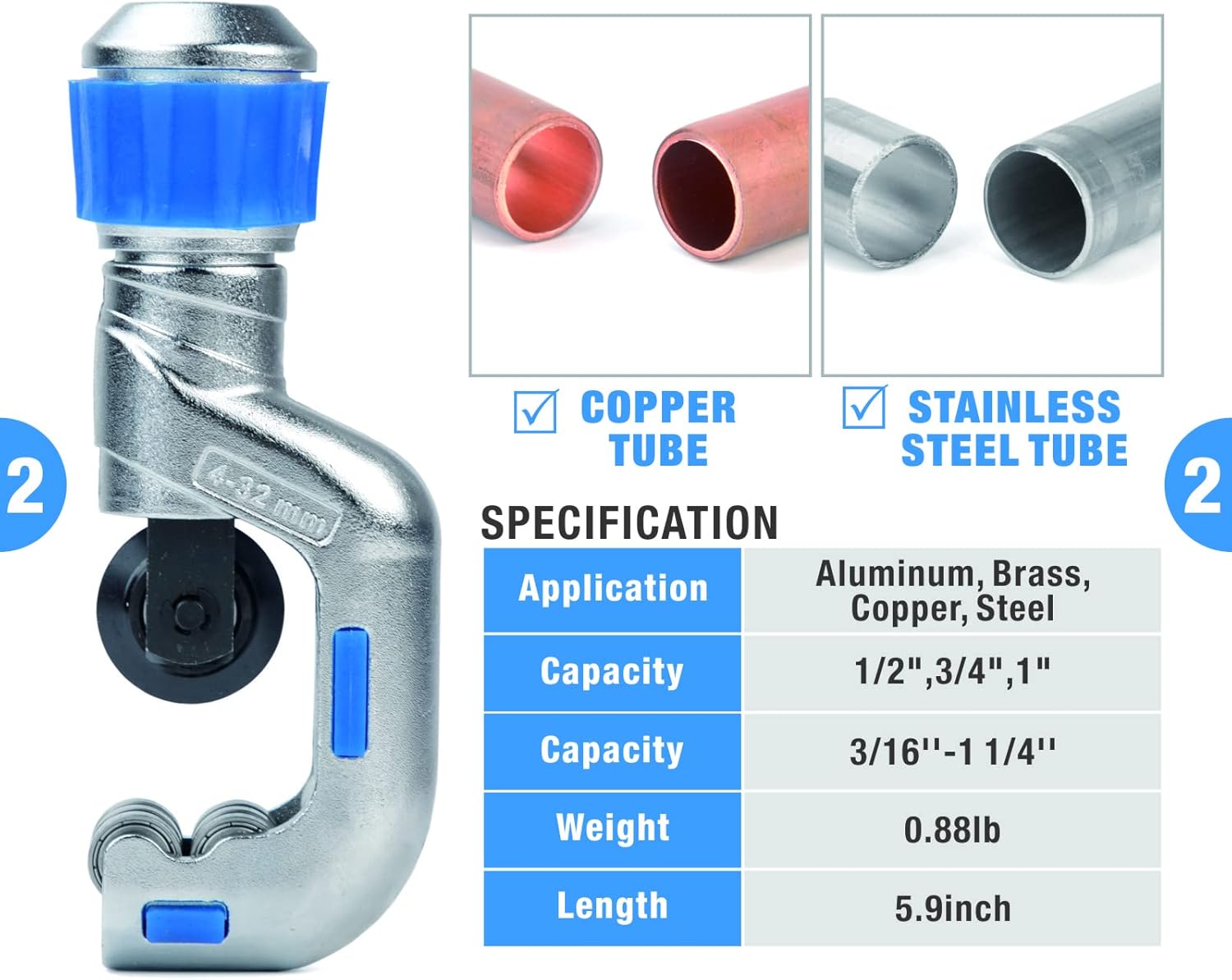 iCrimp Hydraulic Copper Tubing Press Tool Kit for 1/2-in, 3/4-in, 1-in Propress Copper Fittings, Copper Tubing Cutter & Chamfer Tool Included
