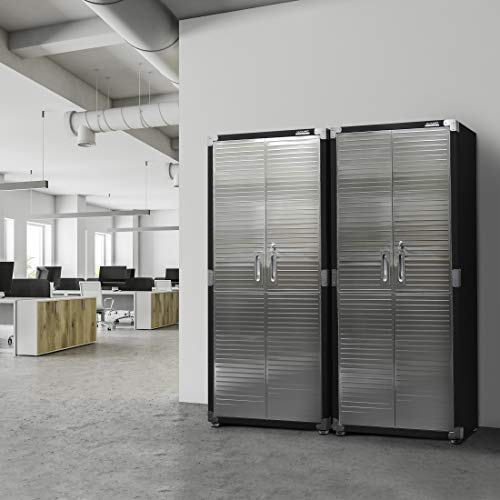 Seville Classics UltraHD Solid Steel Lockable Metal Storage Cabinet Locker Organizer, w/Adjustable Shelves for Garage, Warehouse, Office, Classroom, Granite, 48" W x 24" D x 72" H