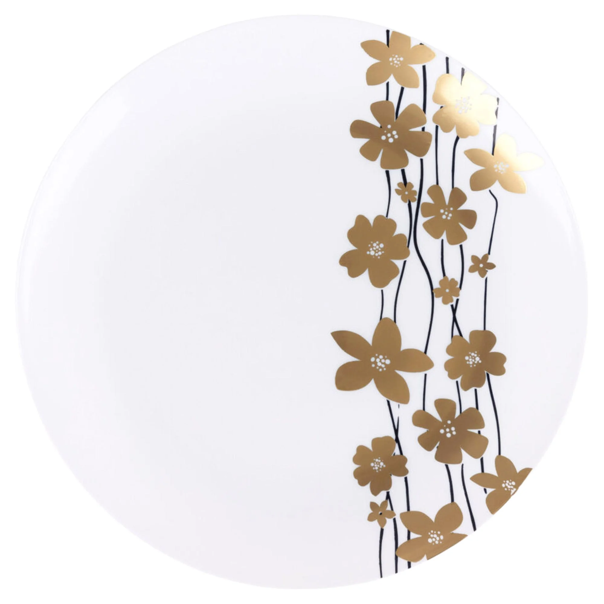 (10 PACK) EcoQuality 10" inch Round White Plastic Plates with Gold Vine Design - Disposable China Like Party Plates, Heavy Duty Dinner Plates, Salad Plate, Dessert, Wedding, Serveware