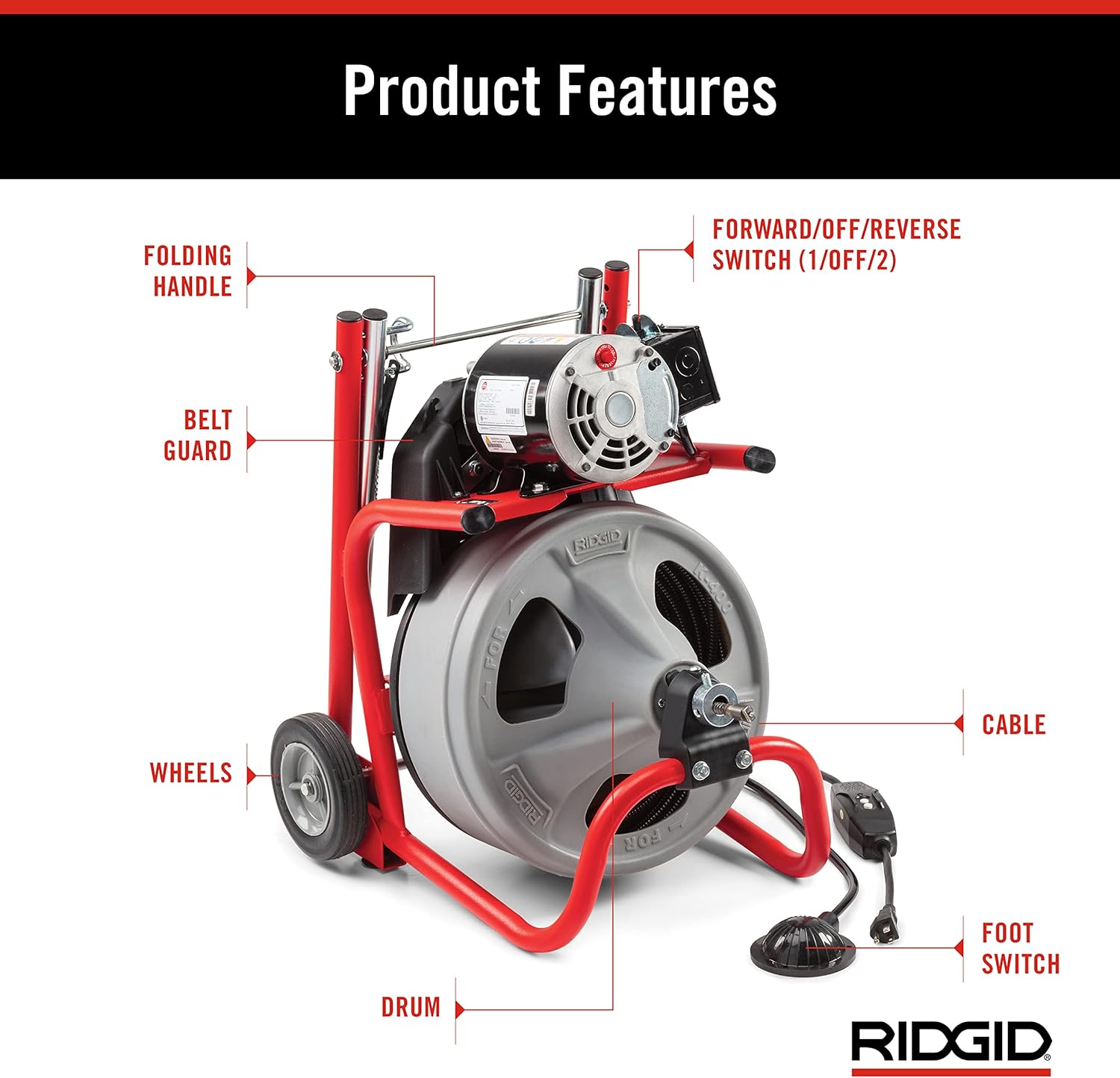 RIDGID 52363 K-400 Drain Cleaner, Grey