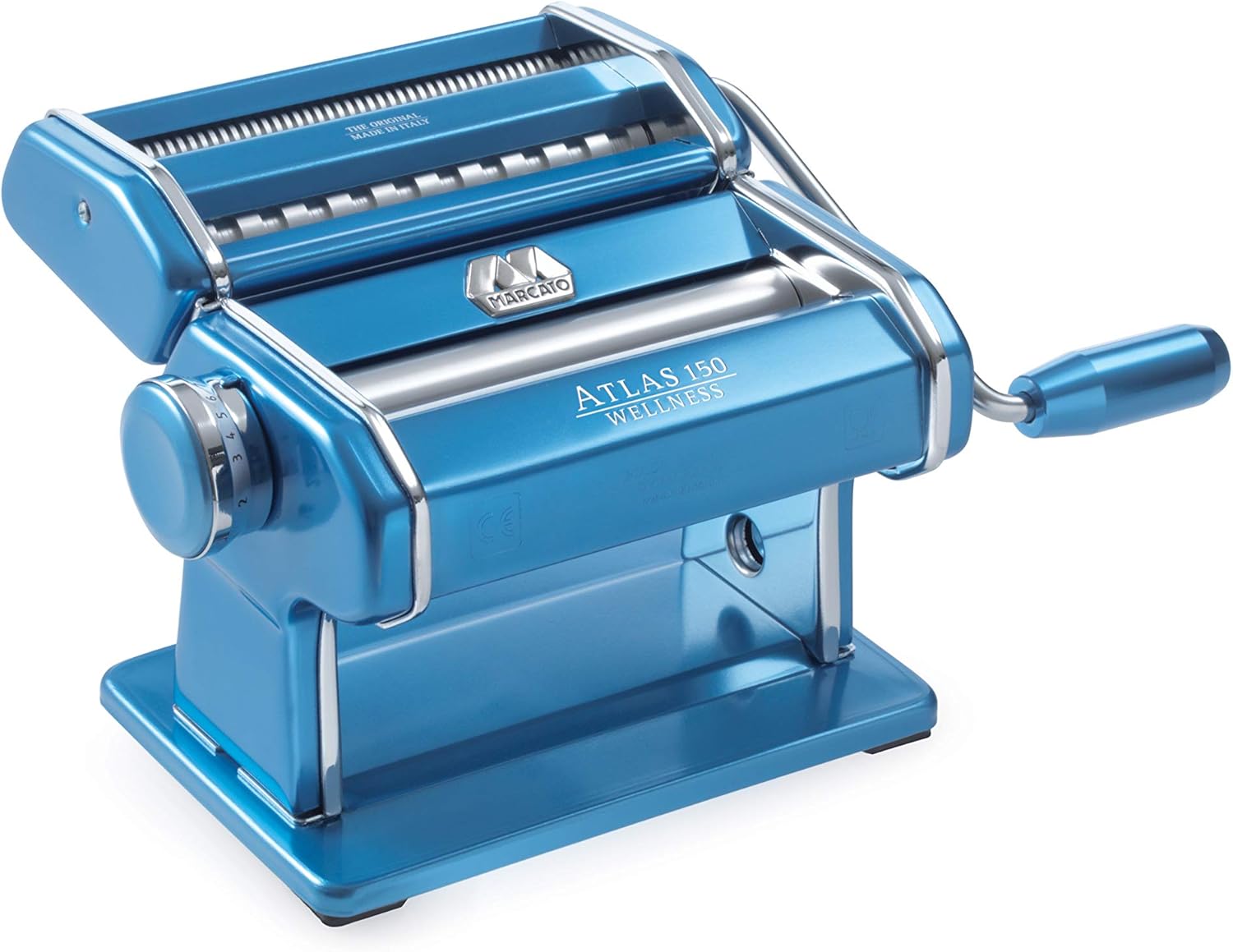 MARCATO Atlas 150 Machine, Made in Italy, Red, Includes Pasta Cutter, Hand Crank, and Instructions