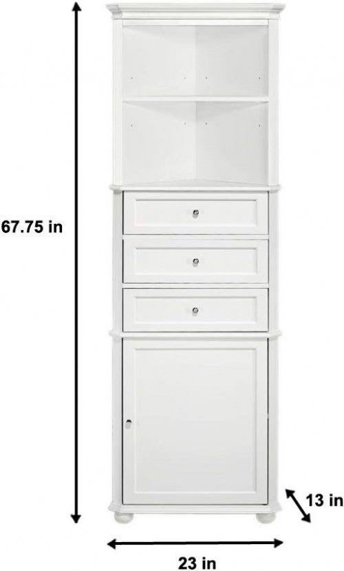 Hampton Harbor 23 in. W x 13 in. D x 67-1/2 in. H Corner Linen Cabinet in White