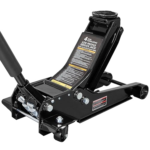 Torin T83505W BlackJack Hydraulic Low Profile Steel Racing Floor Jack with Single Piston Quick Lift Pump, 3 Ton (6,000 lb) Capacity, Black