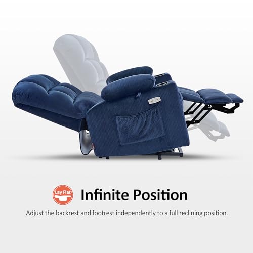 MCombo Large Dual Motor Power Lift Recliner Chair for Elderly, Massage and Heat, Lay Flat, Zero Gravity, Home Button, USB Port, Fabric 7680 (Large, Beige)