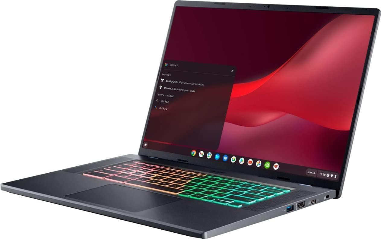 acer 516 Chromebook Plus 16in Quad HD+ LCD 12-Core Intel i5 up to 4.4GHz 8GB DDR4 Ram 256GB SSD RBG Backlit Keyboard Iris Xe Graphics Chrome OS (CBG516 - Renewed), Metallic Silver