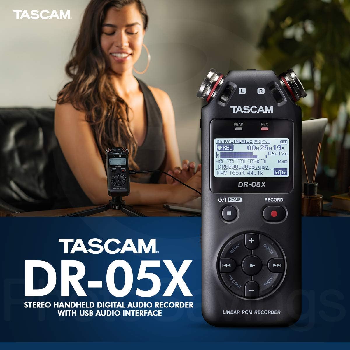 Tascam DR-05X 2-Input / 2-Track Portable Stereo Handheld Digital Audio Recorder w/USB Audio Interface (Black)++ 32GB + Beyerdynamic Earphones + Microphone + Deluxe Accessories Bundle