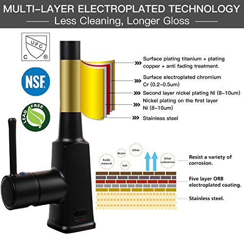 Touchless Kitchen Faucet,Soosi Motion Sensor Single Handle Automatic Kitchen Faucets One/3 Hole 3-Function Kitchen Faucets with Pull Down Sprayer Spot Free Polished Chrome Solid Brass Stainless Steel