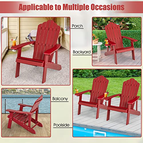 ORALNER Outdoor Adirondack Chair with Cup Holder, Plastic Resin Outdoor Deck Chair, 380 LBS Capacity, for Patio, Backyard, Porch, Balcony, Poolside, Garden, Lawn, Firepit (1, Black)