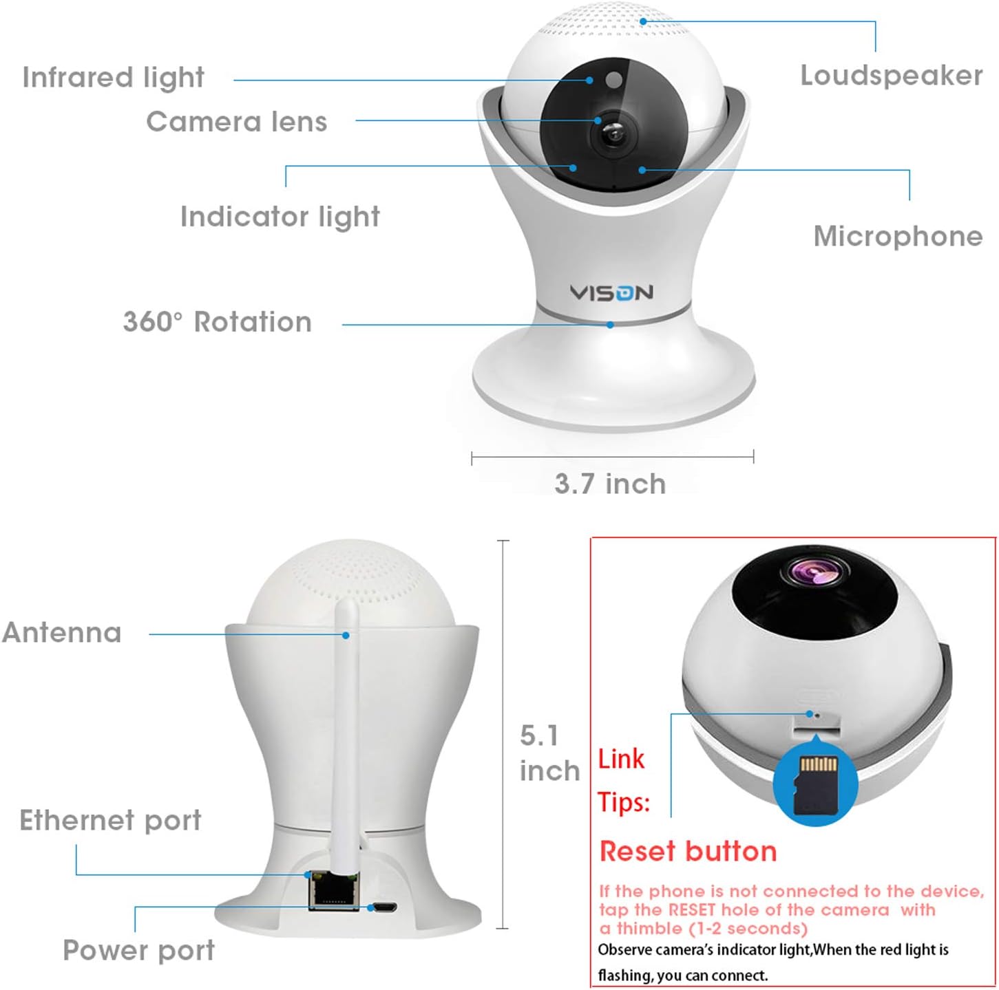 HD 1080p Pet Camera，Dog Camera 360° Pet Monitor Indoor Cat Camera with Night Vision and Two Way Audio