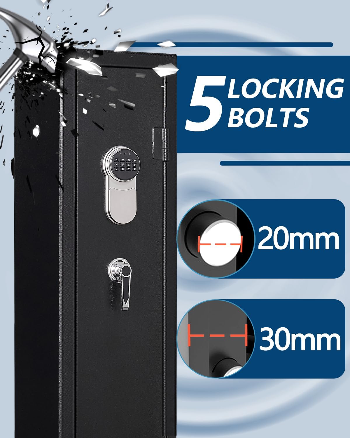 Fandon 5-6 Gun Safe, Gun Safes for Home Rifles and Pistols,Quick Access Long Gun Safe Shotgun Rifle Cabinet,with Removable Shelfs and 3 Pistol Pocket,Silent Mode