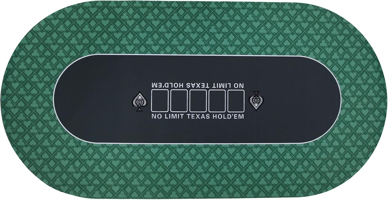 70'' x 35'' Professional Poker Mat, 8 Player Portable Rubber Texas Hold'em Poker Table Top Layout w/Carrying Bag to Play Cards, Poker Games, Blackjack, Casino