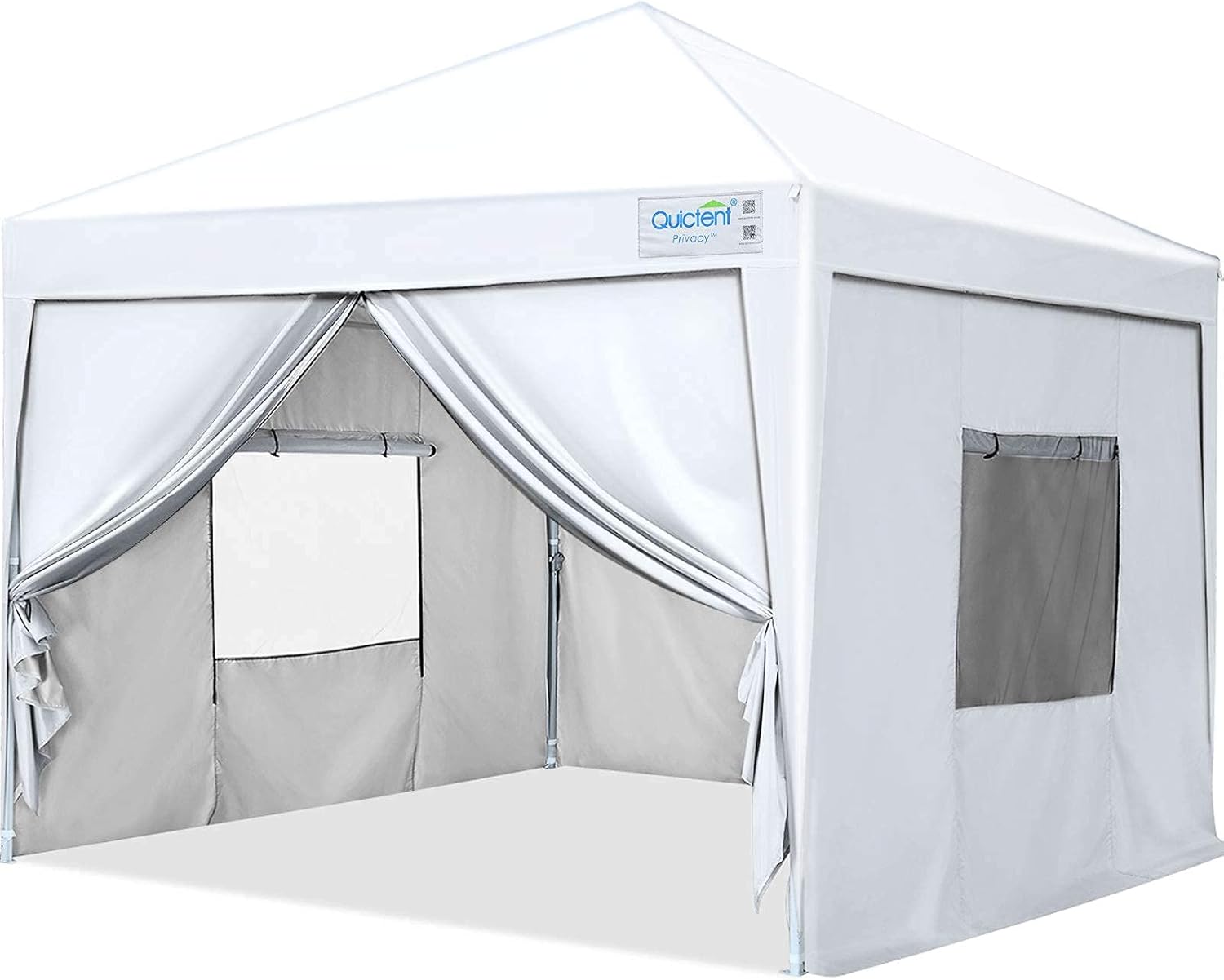 Quictent 8x8 Pop up Canopy Tent with Sidewalls Instant Outdoor Canopy Gazebo Tent Shelter Enclosed Waterproof (Beige)