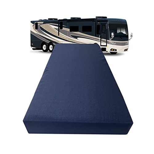 FoamRush 4-Inch Twin (38" x 75") High Density Foam RV Mattress Replacement with Canvas Navy Cover, Medium Firm, Made in USA, Camper Trailer, Removable Water-Resistant Outdoor/Indoor Cover with Zipper