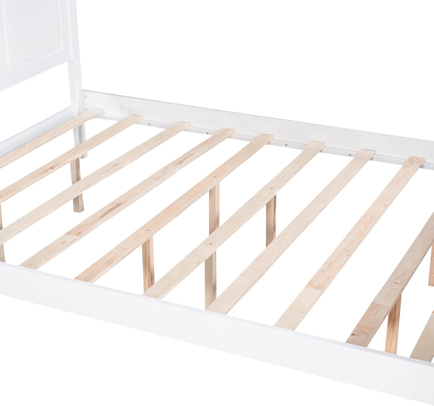 Queen Size Canopy Bed with Headboard and Footboard, Solid Wood Platform Bedframe with Four Columns & Slat Support, No Need Spring Box, Ider for Apartment, Bedroom, Guest Room, White