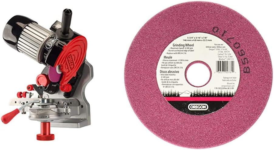 Oregon Professional Compact 120-Volt Bench Grinder, Universal Saw Chain Sharpener, for All Chainsaw Chains (410-120)