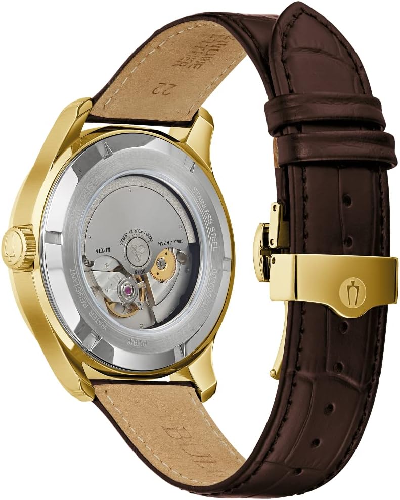 Bulova Classic Wilton GMT Automatic Brown Leather Strap Watch | 43mm | 97B210