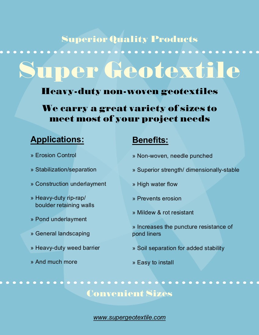 Super Geotextile 4, 6, 8 oz Non Woven Fabric for Landscaping, French Drains, Underlayment, Erosion Control, Construction Projects - 6 oz (6X50)