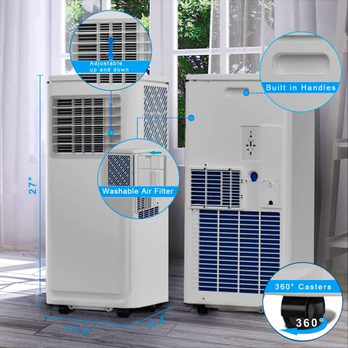 VITESSE 8000/10000 BTU Portable Air Conditioners, Air Conditioner with Remote for Room up to 350 Sq Ft, 3-IN-1 Portable AC Unit w/Humidifier, Fan Functions & 24H Timer