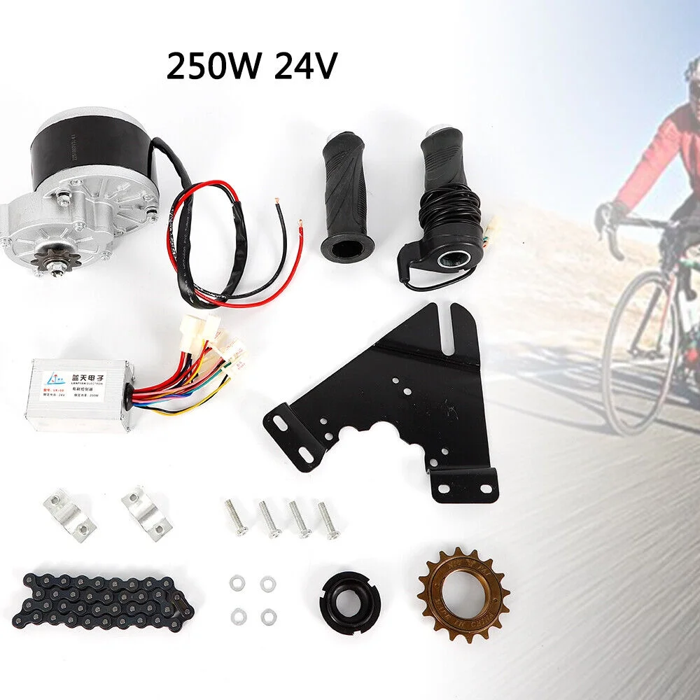ZhdnBhnos 24V 250W Electric Bicycle Conversion Kit E-Bike 16-28inch Wheel Motor Kit with Chain Motor Controller Freewheel