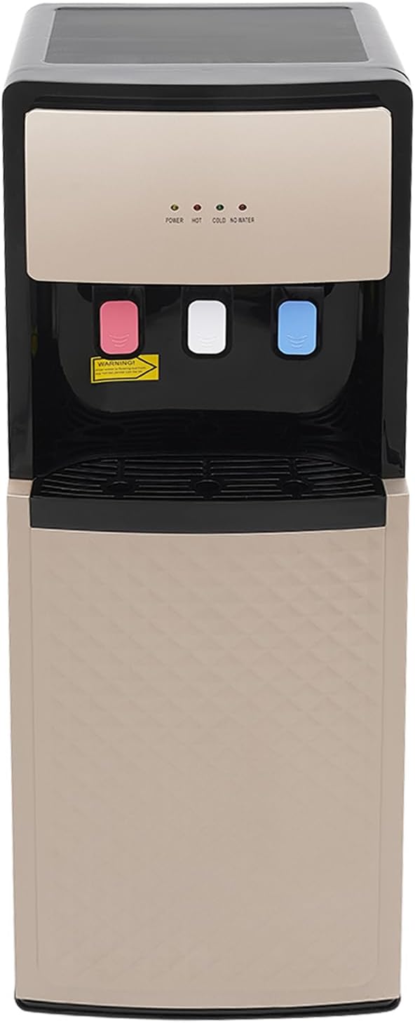 Bottom Loading Water Dispenser Hot and Cold Standing Water Cooler Holds 2 & 5 Gallon Bottles 3 Temperature Spouts for Home Office Champaign Gold