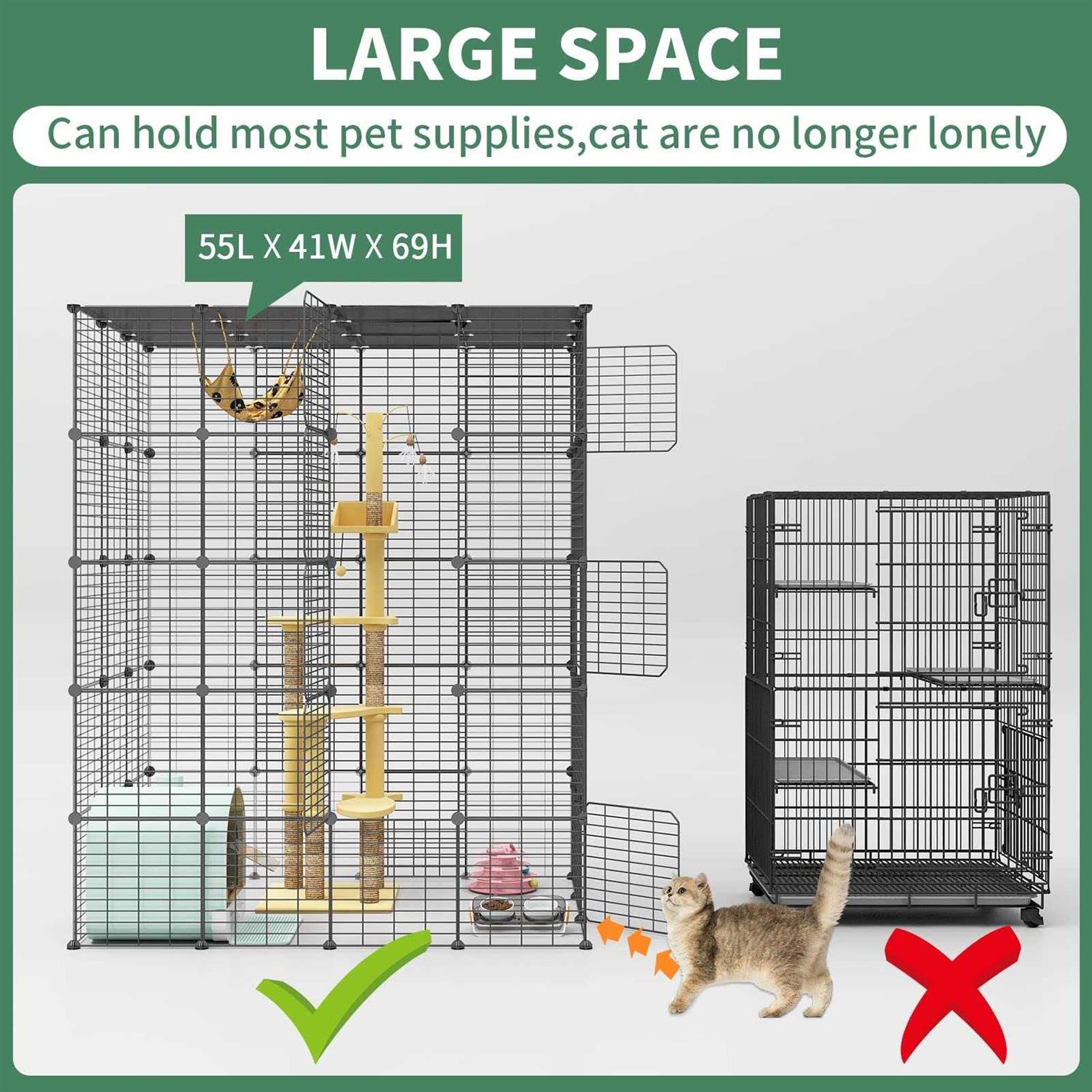 Eiiel Large Cat Cage Indoor Cat Playpen Metal Wire Kennels Crate Ideal for 1-4 Cats - Pet Supplies online store