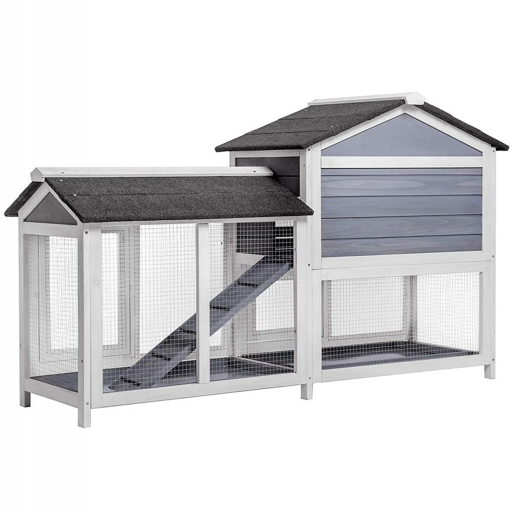Fooing Chicken Coop Large Wooden Outdoor Bunny Rabbit Hutch Hen Cage with Ventilation Door, Removable Tray & Ramp Garden Backyard Pet House Chicken Nesting Box - Curated Treasures Market