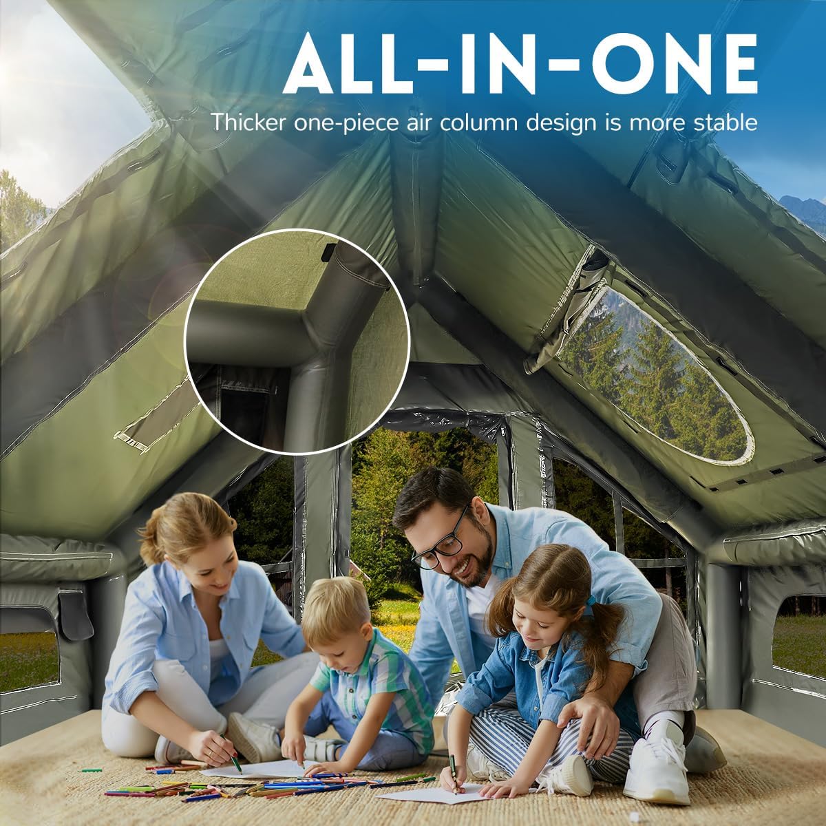 Inflatable Camping Tent with Pump, 4 Season Inflatable Tents for Camping,Inflatable Tent Waterproof Easy Setup Glamping Tent