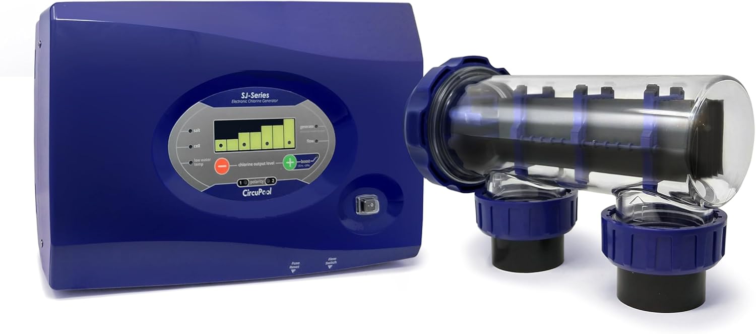 CircuPool SJ20 Salt Water Pool Chlorinator System | 3 Year Manufacturer Warranty | Complete Salt Chlorine Generator for up to 20,000 Gallon In-Ground Pools
