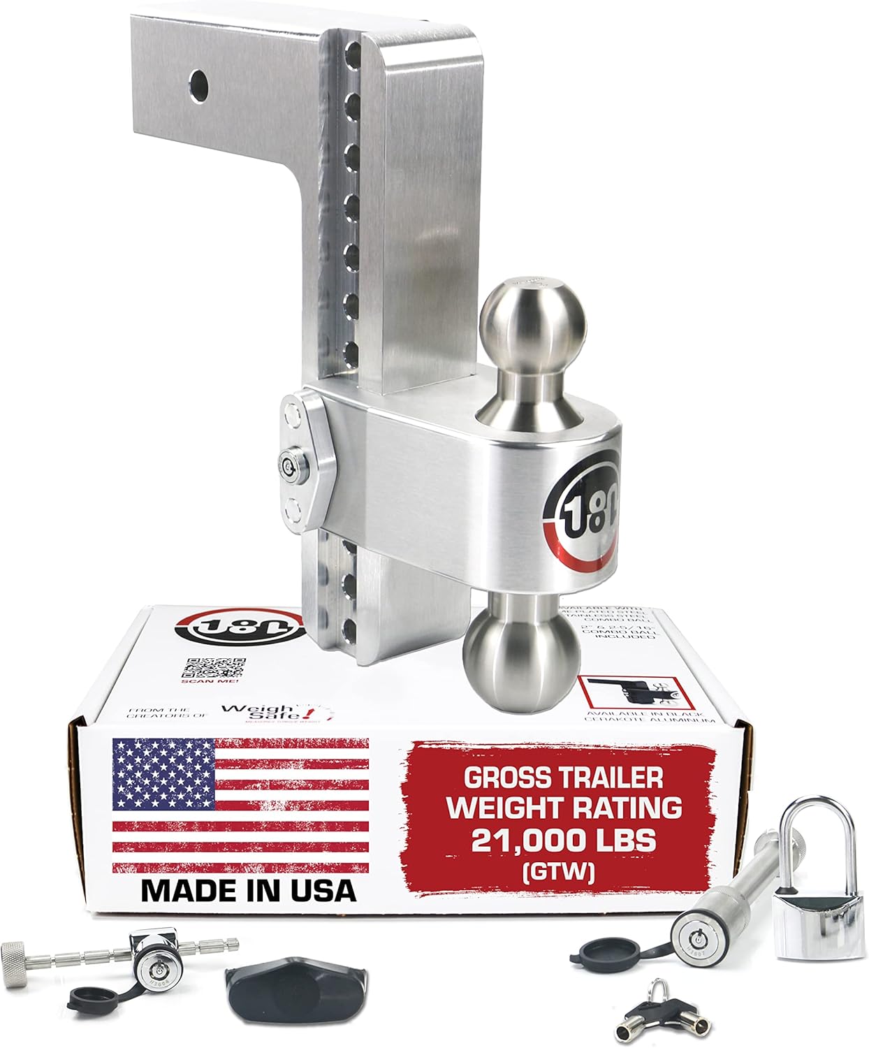 180 Hitch LTB6-3 Aluminum Adjustable 6" Drop, Stainless Steel Ball, 3" Receiver 21,000 GTW