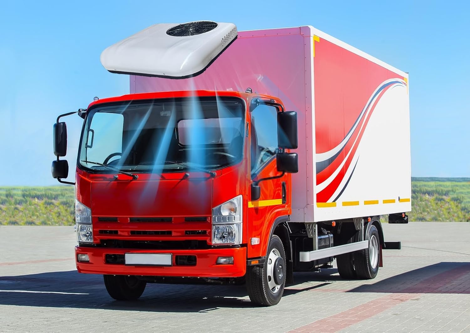 12V RV Air Conditioner, 8000 BTU Truck Cab Air Conditioner Split AC Rooftop with Remote Control, Fits for RVs, Vans, Semi Truck, Cranes, Excavators, Agricultural Vehicles, 850W