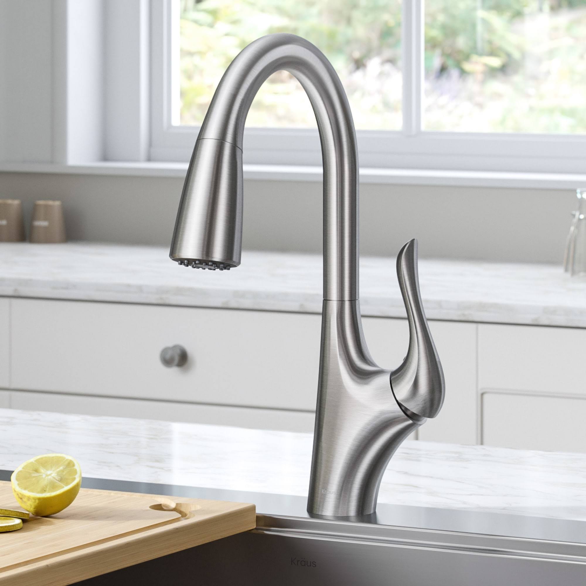 Kraus KPF-1674SFS Merlin Single Handle Pull-Down Kitchen Faucet Spot Free - Stainless Steel