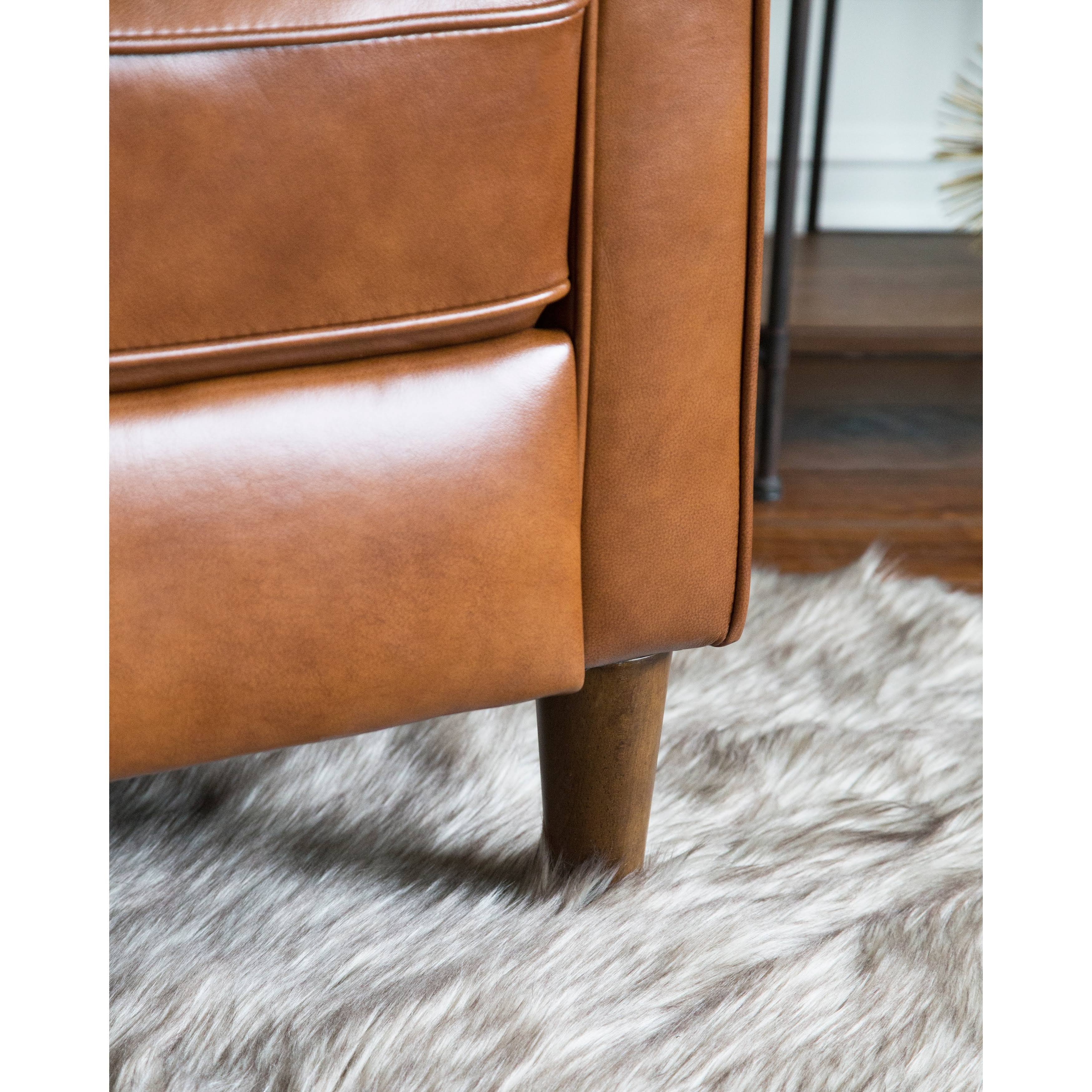 Abbyson Holloway Mid Century Top Grain Leather Pushback Recliner